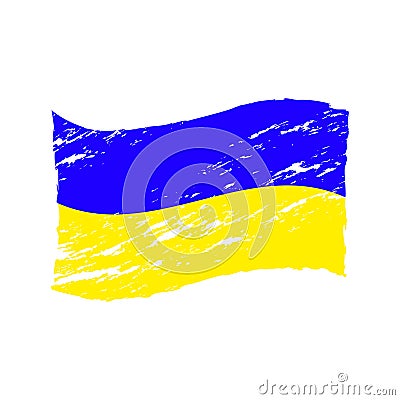 Shabby flag of Ukraine. Battered and scratched blue yellow state canvas Vector Illustration