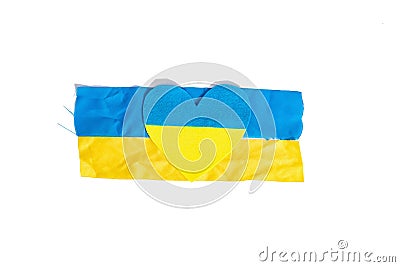 Shabby flag of Ukraine. Stop the war concept, isolated on a white background Stock Photo