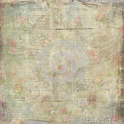 Shabby old vintage written floral paper texture Stock Photo