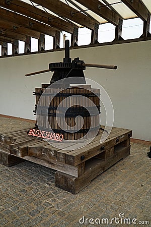 An old wine press on the territory of the Shabo Wine Cultural Center.. Editorial Stock Photo