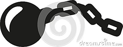 Shackle with iron ball pictogram Vector Illustration