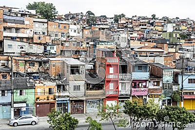 Shacks in the favellas,a poor neighborhood in Brazil Editorial Stock Photo