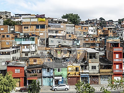 Shacks in the favellas,a poor neighborhood in Brazil Editorial Stock Photo