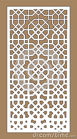 Shade screen, privacy fence template. Laser cut vector panel, screen, fence, divider. Cnc decorative pattern, jali Vector Illustration