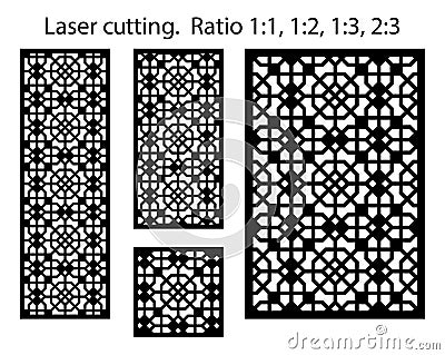 Shade screen, privacy fence template. Laser cut vector panel, screen, fence, divider. Cnc decorative pattern, jali Vector Illustration