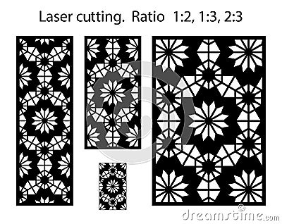 Shade screen, privacy fence template. Laser cut vector panel, screen, fence, divider. Cnc decorative pattern, jali Vector Illustration