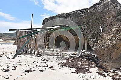 Shade Structure on Andicuri Beach in Aruba Stock Photo