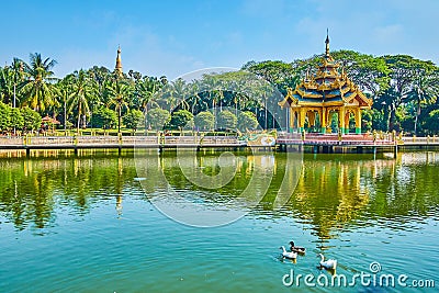 In shade of trees in Theingottara park, Yangon, Myanmar Stock Photo