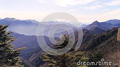 Shaded japanese mountains Stock Photo