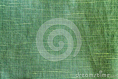 Shaded Spruce close-up texture, linen background, flax surface level, fabric swatch. Stock Photo