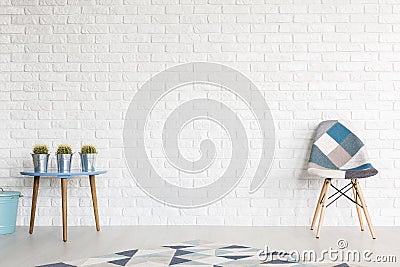 Shades of blue in modern interior's decor Stock Photo