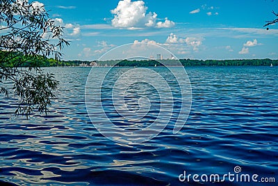 Shades of blue ripples of waves flowing across Lake Harriet Stock Photo