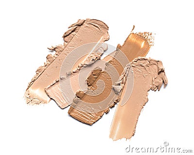 Close-up of make-up swatches. Smears of beige skincare beauty product concealer or foundation Stock Photo