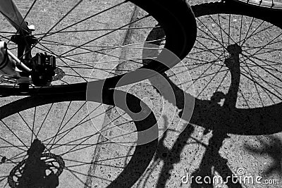 Shadow of bicycle Stock Photo