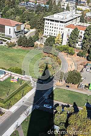 The shadow of the Campanile in Berkeley, California Editorial Stock Photo