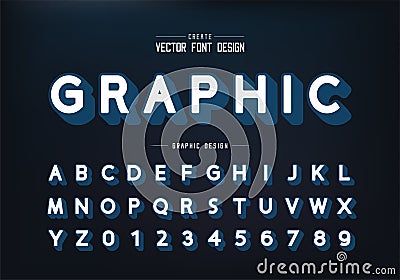 Shadow font and round alphabet vector, Design typeface and number, Graphic text on background Vector Illustration