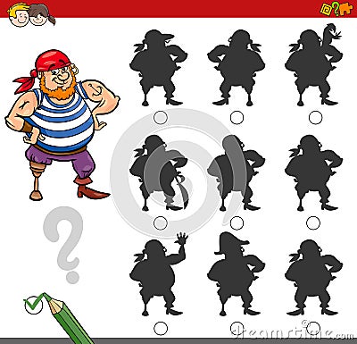 Shadow game activity with pirate Vector Illustration