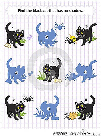 Shadow game with black cat Vector Illustration