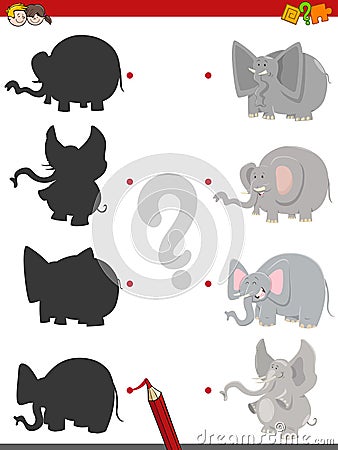 Shadow game with elephants Vector Illustration