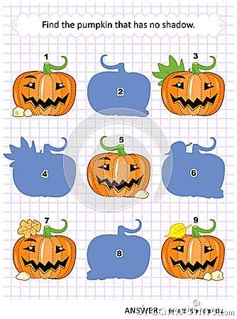 Shadow game with pumpkins Vector Illustration