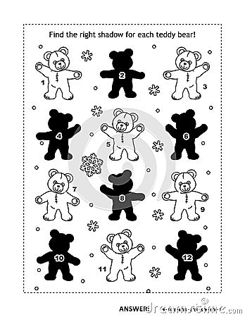 Shadow game with teddy bears Vector Illustration