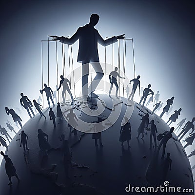The shadow hand controls governments like puppets. World government concept. Stock Photo