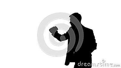 Shadow of honest politician trying to fight corruption, shadow boxing, justice Stock Photo
