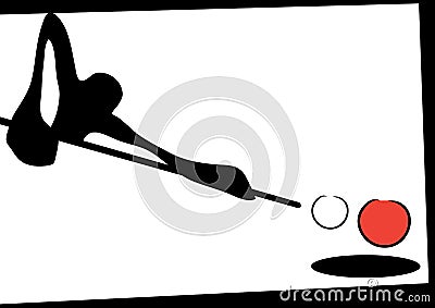 Shadow man playing snooker Vector Illustration