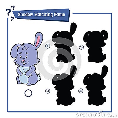 Shadow matching game with cartoon bunny Vector Illustration