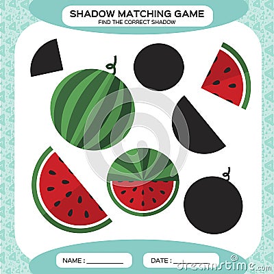 Shadow matching game. Find the correct shadows. Activity page for kids. Kindergarten worksheets by matching colorful Vector Illustration