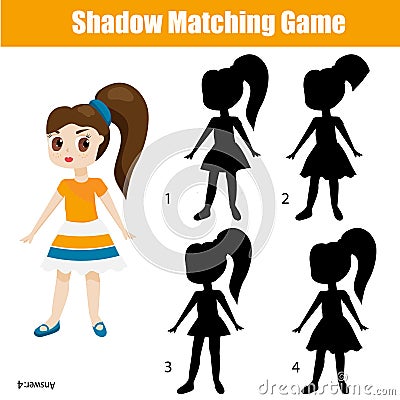 Shadow matching game. Find the right shadow Vector Illustration