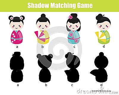 Shadow matching game. Find the right shadow Vector Illustration