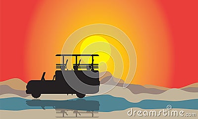 Shadow of off road safari travel Vector Illustration