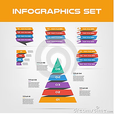 Shadow Ribbon Infographic Elements Collection - Business Vector Illustration in flat design style for presentation Vector Illustration