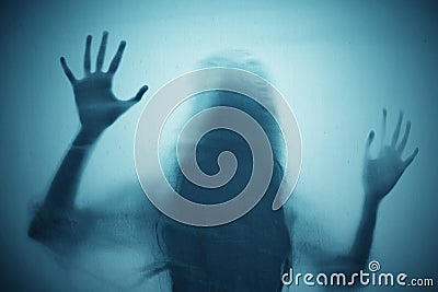 Shadow of scary ghost woman Stock Photo