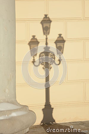 The shadow of street light in front of Bolshoy Theatre Stock Photo