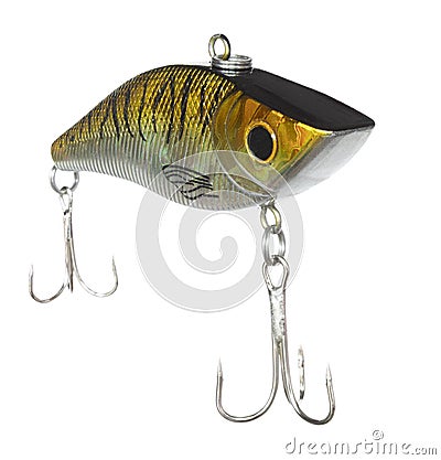 Shadow under a brown and yellow crankbait Stock Photo
