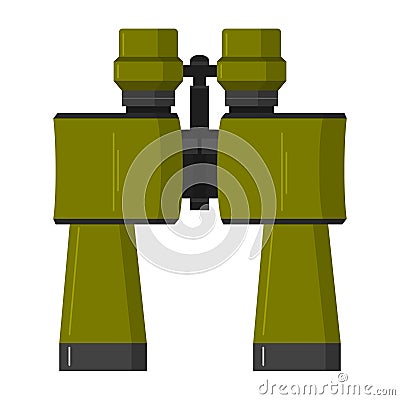 Army binoculars. The tourist field-glass for travelers.The field-glass in flat style a vector. Vector Illustration