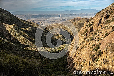 Shadows Begin To Fade Back In Blue Creek Canyon In Big Bend Stock Photo