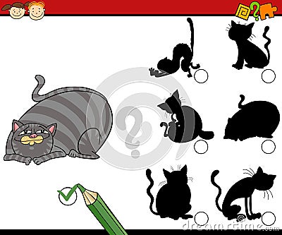 Shadows task cartoon with cats Vector Illustration