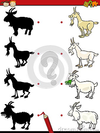 Shadows task with goat Vector Illustration