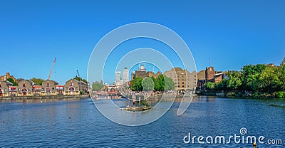 Shadwell Basin on a fine summer`s day. Editorial Stock Photo
