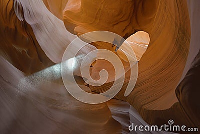 Shaft of light in the slots, Lower Antelope Canyon, Hasdestwazi, LeChee Chapter, Navajo Nation, Arizona Stock Photo