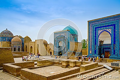 Shah-I-Zinda memorial complex, necropolis in Samarkand, Uzbekistan. Editorial Stock Photo