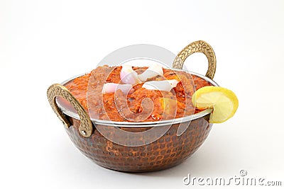 Shahi paneer or kadai paneer in a copper brass bowl Stock Photo