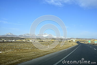 Shahin Shahr to Fereydoun Shahr, Esfahan, on the spring road trip, within 2 hour drive environment will totally change Stock Photo