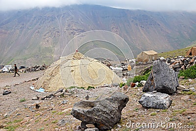 Shahsavan nomad tent in Mount Sabalan Volcano , Iran Editorial Stock Photo