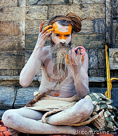 Shaiva sadhu (holy man) Editorial Stock Photo