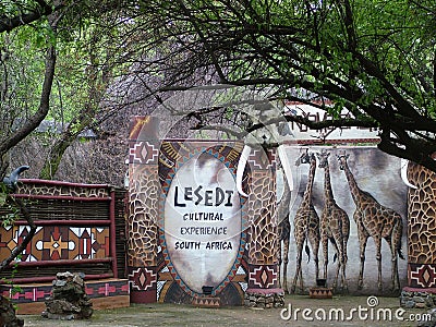 SHAKALAND, SOUTH AFRICA - CIRCA NOVEMBER 2011 :Lesedi Cultural Experience South Africa sign at Shakaland Zulu Cultural Village Editorial Stock Photo