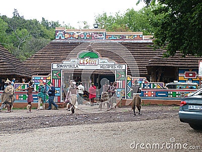 SHAKALAND, SOUTH AFRICA - CIRCA NOVEMBER 2011: Main entrance to Shakaland Zulu Cultural Village Editorial Stock Photo